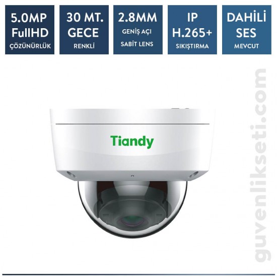 Tiandy TC-C35KS 5 MP SESLİ Starlight IP Dome Kamera